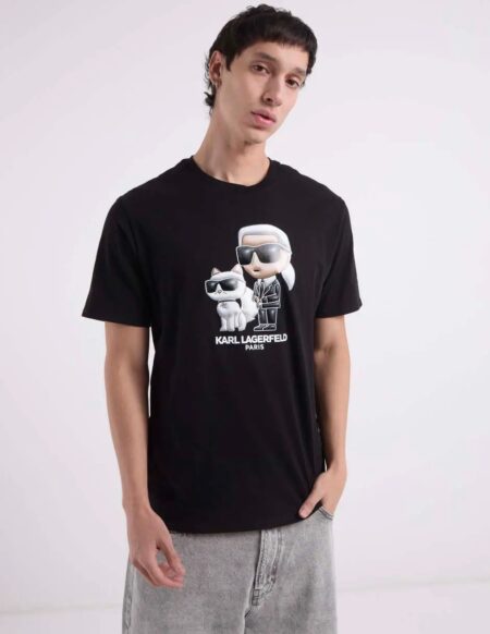 Playera negra Karl Lagerfeld Gato