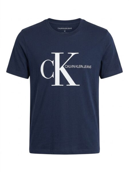 Playera Azul Calvin Klein Siglas nombre lateral